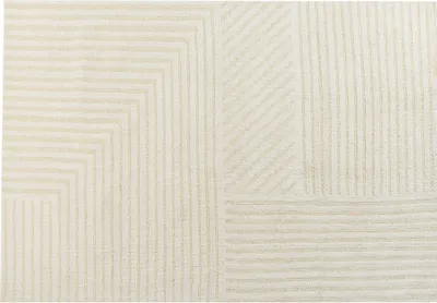 Obrázek produktu pro BELIANI Koberec béžový vlněný 160 x 230 cm pruhovaný vzor jednobarevný moderní minimalistický koberec obývací pokoj ložnice