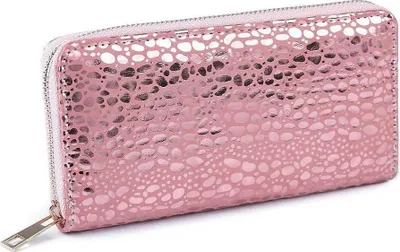 Obrázek produktu pro Dámská peněženka metalická 10x19 cm - Barva růžová.