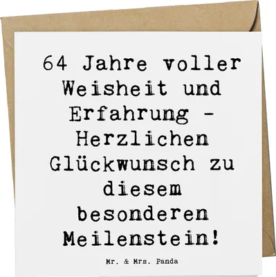 Produktbild von Mr. & Mrs. Panda Deluxe Karte Spruch 64. Geburtstag Weisheit - Weiß - Geschenk, Anerkennung, Liebe, Glückwunsch, Klappkarte, doppelkarte, Geburtstagsgeschenk, faltkarte