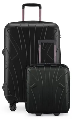 Zdjęcie produktu dla Suitline - Zestaw walizek dla EasyJet, 2-częściowy wózek pod siedzenie 45x36x20 cm + rozszerzana walizka podróżna 66 cm na bagaż 15-20 kg, mała + duża walizka, czarny