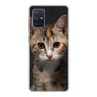 Produktbild von MuchoWow® Handyhülle Schutzhülle Hülle für Samsung Galaxy A51 Katze - Schwarz - Porträt Silikon Softcase Handy Hülle - Schutzabdeckung