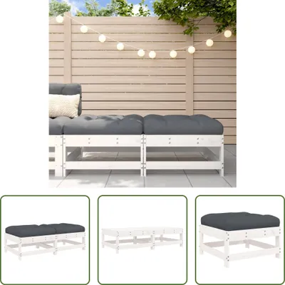 Produktbild von The Living Store Gartenhocker mit Kissen 2 Stk. Weiß Massivholz Kiefer