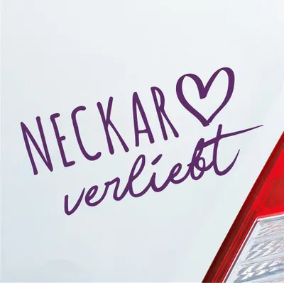 Produktbild von Auto Aufkleber Neckar verliebt Herz Fluss Wasser Water Liebe Car 19x9 cm Lila Sticker Heckscheibenaufkleber
