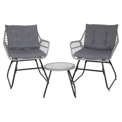 Produktbild von SVITA AMALFI Rattan Sitzgruppe Outdoor Gartenlounge 2 Personen Balkonset Hellgrau