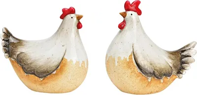 Image de Deux décoration de jardin coq & poule en céramique