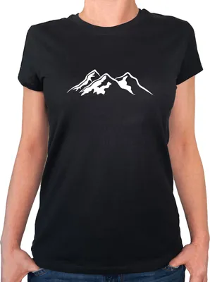 Produktbild von Huuraa Damen T-Shirt Berg Silhouette Mountain XXL Black Bio Baumwolle Fairtrade Damenshirt Geschenkidee