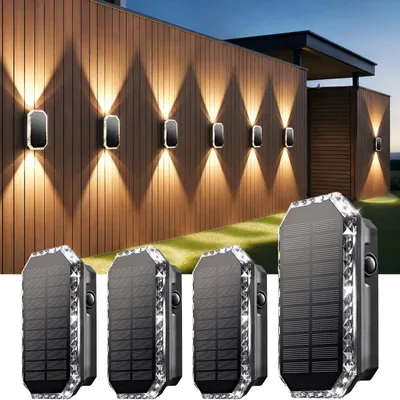 Productafbeelding van Solar Wandlamp Buiten - Waterdicht IP65 met 3 Lichtkleuren