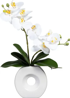 Produktbild von Kopu® Kunstblume weiße Orchidee 35 cm in schöner weißer Vase - Phalenopsis
