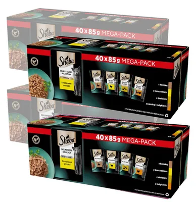Zdjęcie produktu dla Sheba Delicacy Drobiowe Smaki Saszetki 160x85g Mokra Karma Pełnoporcjowa Dla Kota W Galaretce