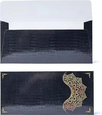 Produktbild von Geschenkkartenumschlag schwarz-gold Mandalablume -- 19x9cm online bestellen