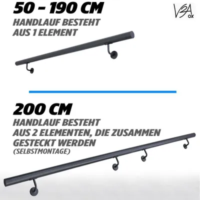 Produktbild von Handlauf Treppengeländer aus Edelstahl Geländer Wandhandlauf Brüstung V2Aox, Länge:90 cm