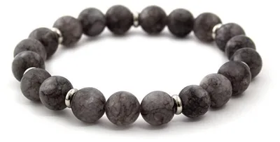 Imagen del producto de Pulsera de perlas de jade gris, modelo MINK87 - Longitud: 17 cm