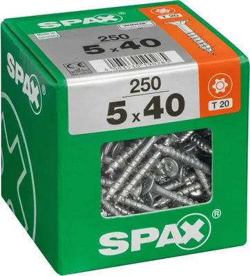 Immagine prodotto di Set 250 viti SPAX Torx in acciaio a testa svasata, Diam.5 mm x L.40 mm