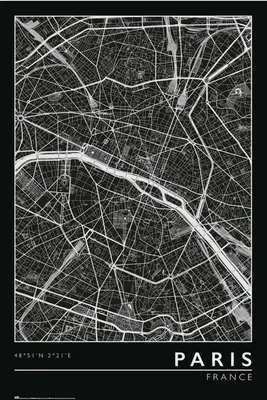 Obrázek produktu pro Mapa města - Paříž - plakát plakátový tisk - velikost 61x91,5 cm