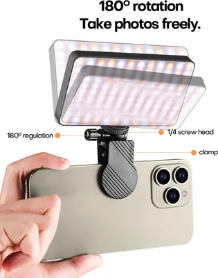 Produktbild von Magnetisches LED-Videolicht, doppelseitiges LED-Fuelllicht 2500 K-9000 K, dimmbares Videokonferenzlicht fuer Computer, Tablet, Mobiltelefon, DSLR-Kamera, eingebauter Akku mit Clip und Kaltschuhadapter