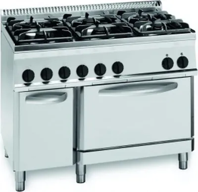 Produktbild von KBS Gasherd 30 Kw 6 Brenner Mit Elektro-Backofen 1050x700x850 mm Pilotflamme