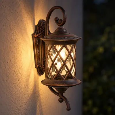 Immagine prodotto di Luce da esterno rustica nero-marrone lanterna da parete giardino casa cortile