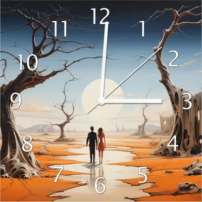 Produktbild von Wallario Design Wanduhr Wüstenwanderer aus Echtglas, Größe 30 x 30 cm