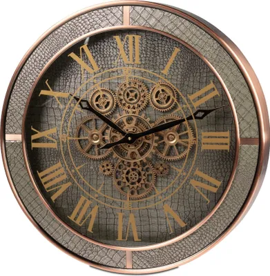 Produktbild von Wanduhr LEDER mit beweglichen Zahnrädern D. 58cm Glas + Metall Formano