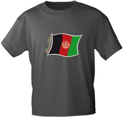 Produktbild von T-Shirt Uni mit Print - AFGHANISTAN - 09864 Grau Gr. S-2XL Größe - XXL