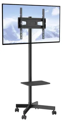 Imagen del producto de Soporte universal para televisor con ruedas, ajustable en altura de 1430 a 1538 mm, compatible con soportes de 100 x 100 mm y 400 x 400 mm