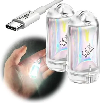 Produktbild von Sroos Small Torch USB wiederaufladbares Mini -LED -Camping tragbares IPX7 EDC Keyring Maglite wasserdichte Außenwanderungsnotfall (2 Stücke, weiß)