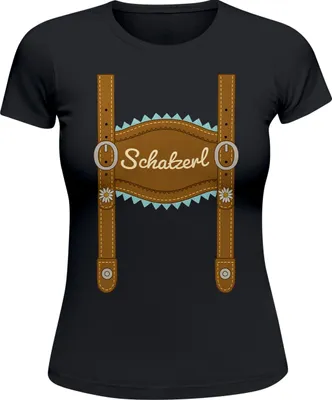 Produktbild von Damen T-Shirt für das  Schatzerl Lederhosen Latz Fun-Shirt Trachtenshirt Bierfest Outfit Statement Spruch Moonworks®