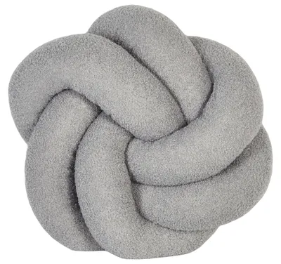 Produktbild von BELIANI Dekokissen Grau Bouclé-Bezug mit Füllung Geflochten Rund Knotenball ⌀ 45 cm Modern Knotenkissen Sofakissen Zierkissen Wohnzimmer Schlafzimmer
