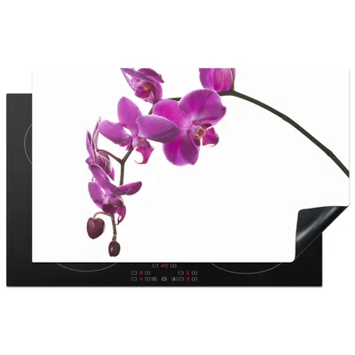 Produktbild von KitchenYeah© Herdabdeckplatte Orchidee vor weißem Hintergrund , 85x52cm, Küche Deko, Glaskeramikkochfeld Herdabdeckung, Abdeckplatte fùr Kochfeld