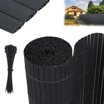Obrázek produktu pro LARS360 PVC zástěna na ochranu soukromí s výztuhou W-konstrukce zástěna na ochranu soukromí na balkoně se stahovacími páskami, 180 x 500 cm, antracitová barva