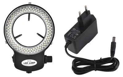 Immagine prodotto di Telecamera per microscopio, 144 LED a perla, sorgente luminosa, luminosità, anello luminoso regolabile (nero)