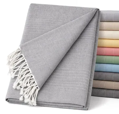 Produktbild von Tagesdecke Überwurf Sofaüberwurf - 130 x 180 cm - 100 % Baumwolle - Grau