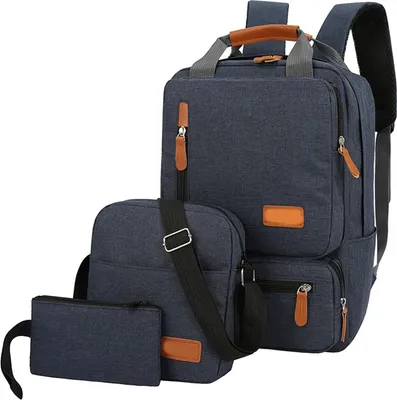 Produktbild von Laptop-Rucksack fuer Damen und Herren, 3-teiliges Rucksack-Set, Laptop-Rucksack, Umhaengetasche, kleine Tasche, fuer Reisen, Schule, Business, Arbeit, Uni