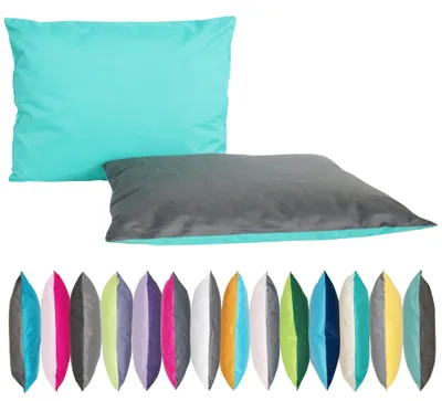 Produktbild von JACK 2-farbiges Wende Outdoor Lounge Kissen 30x50cm Dekokissen inkl. Füllung Wasserfest Sitzkissen Garten Stuhl, Farbe:Anthrazit - Aqua