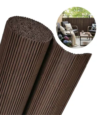 Zdjęcie produktu dla Osłona na Balkon Taras Tubo Marrone Mazovia Całoroczna, Odporna UV Mata na Ogrodzenie Brązowa PCV 150x300 cm