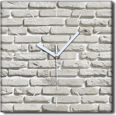 Produktbild von Coloray Uhr auf Leinwand 30x30 cm Wand Uhr Dekoration Wohnzimmer Segeltuch weiße Zeiger -Marmormauer der Backsteinmarmor