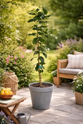 Produktbild von Citrus limon Lunario 120 cm – Echter Zitronenbaum C17 – Vier-Jahreszeiten-Zitrone für Balkon, Terrasse & Garten, ganzjährig fruchtend