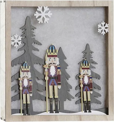 Image de Décoration murale DKD Home Decor Casse-noix en bois MDF (2 pcs) (30 x 4.5 x 30 cm)