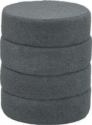 Produktbild von Hocker, rund, Teddyfleece, bis 120kg, Φ40x45H cm, Dunkelgrau