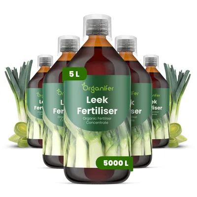 Produktbild von Lauch Flüssigdünger 5x1L – 2-1-8 NPK – Flüssig-Pflanzendünger für Lauch – Organifer