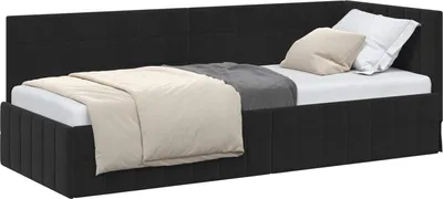 Obrázek produktu pro vidaXL Rohový rám postele s čelem černý 80 cm x 200 cm sametový