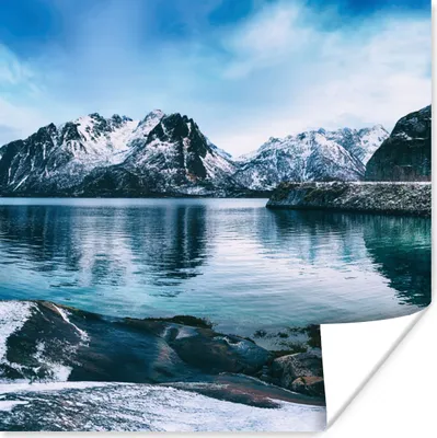 Produktbild von MuchoWow® Poster Wasser - Berge - Natur 50x50 cm - Wohnzimmerdekoration
