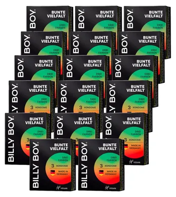 Produktbild von 51 (17 x 3er) Billy Boy Bunte Vielfalt Kondome farbig - Standardgröße