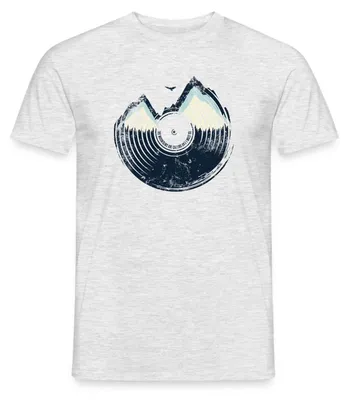 Produktbild von Spreadshirt Berglandschaft Auf Schallplatte Männer T-Shirt, L, Grau meliert
