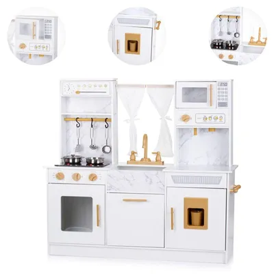 Produktbild von Chipolino Kinderküche 94 cm Holz Sound Licht Mikrowelle Töpfe Eismaschine Spüle weiß