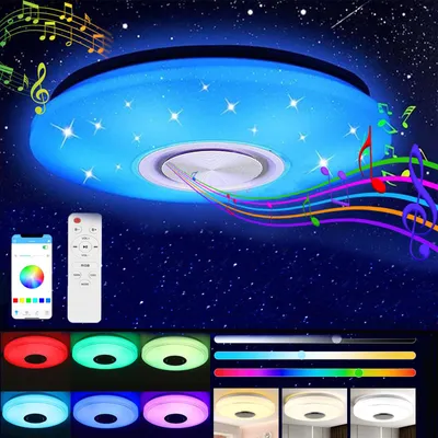 Produktbild von 36W Musik LED Deckenleuchte mit Bluetooth Lautsprecher, 30cm RGB Deckenlampe mit Fernbedienung und APP, für Schlafzimmer Wohnzimmer Badezimmer
