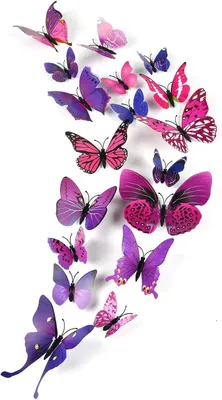 Productafbeelding van 48 stuks 3D vlinderstickers voor de muur, accessoires voor kinderkamers, geschikt voor meisjes, zelfklevende vlinders voor decoratie in huis, kamer, tuin (paars)