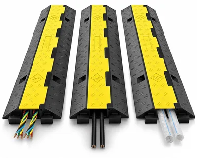 Produktbild von VEVOR Kabelschutz 101x24,5x5cm 3er Pack mit 2 4989,5 kg Achslast Kapazität Schutzdrahtrampe Auffahrt Gummi Verkehrsberuhigungshügel, 3, 101x24.5x5 cm