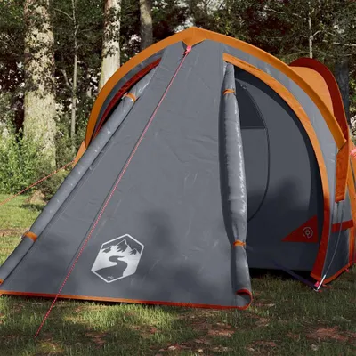 Image de vidaXL Tente de camping dôme 2 personnes grise et orange étanche à l'eau