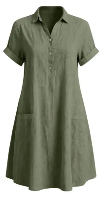 Produktbild von Sommerkleid - Lässiges Midikleid - Kurze Ärmel - Grün
